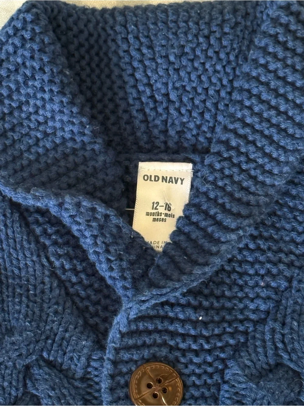 Old Navy Deep Blue Shawl Collar Cable Knit Cardigan